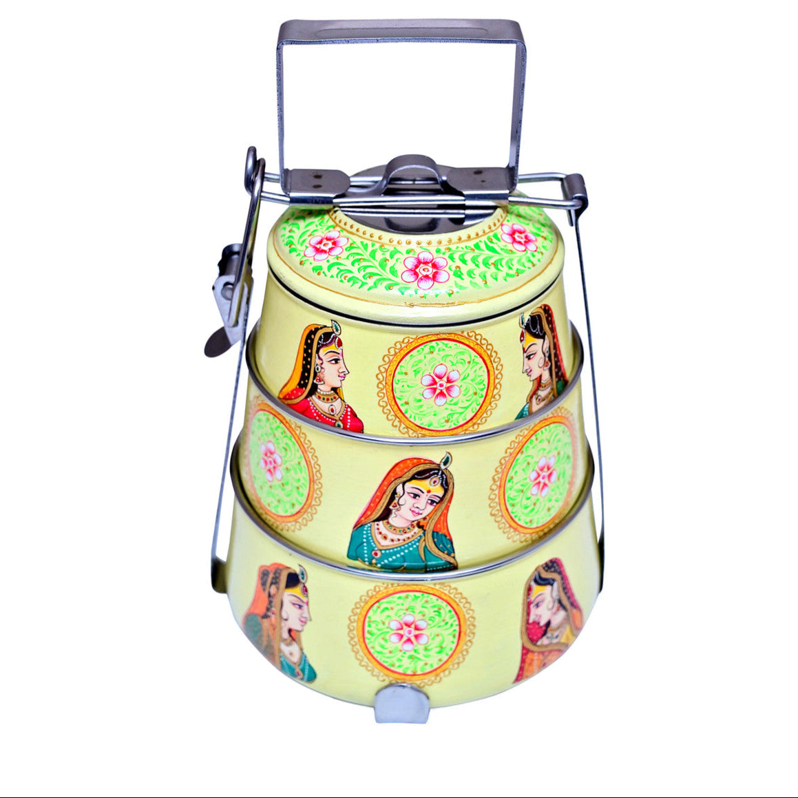 Hand-Painted 3-Tier Stainless Steel Lunch Box – princess Design Eco-Friendly & Artistic Food Carrier